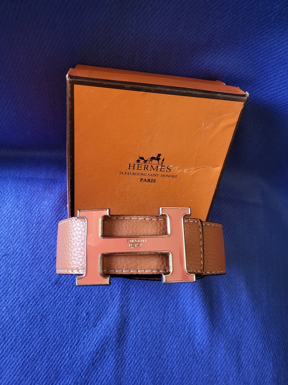 Hermès Reversible H Belt Orange And Black. - Picture 7 of 8